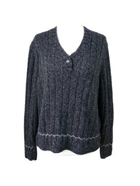 Woolrich Devan Henley Sweater Black Heather Wool Blend Women’s Medium